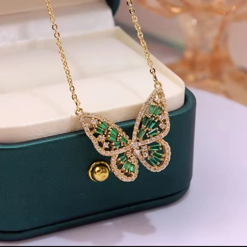 Butterfly Green 18K Gold Stainless Steel Waterproof Set - Picture 6 of 12